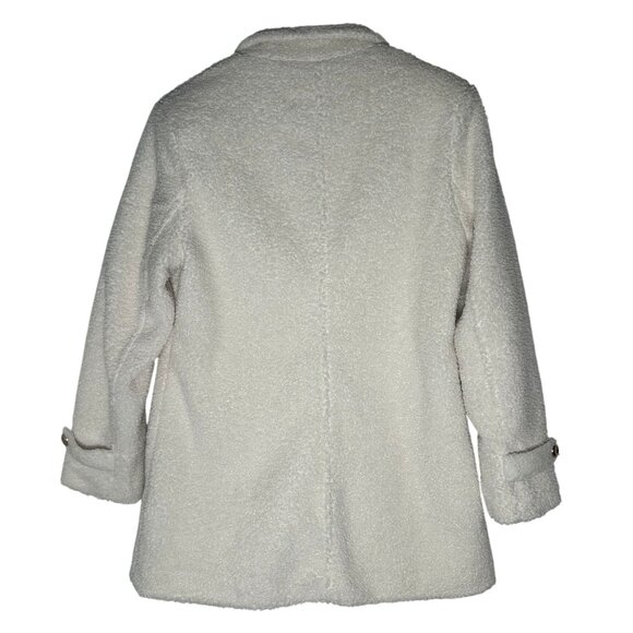 Oyrosy Casual Vintage White Polar Fleece Zip-Up Jacket Coat Size S NWT - Picture 6 of 6